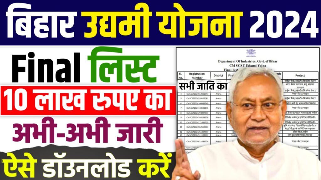 Bihar Udyami Yojana Final List 2024