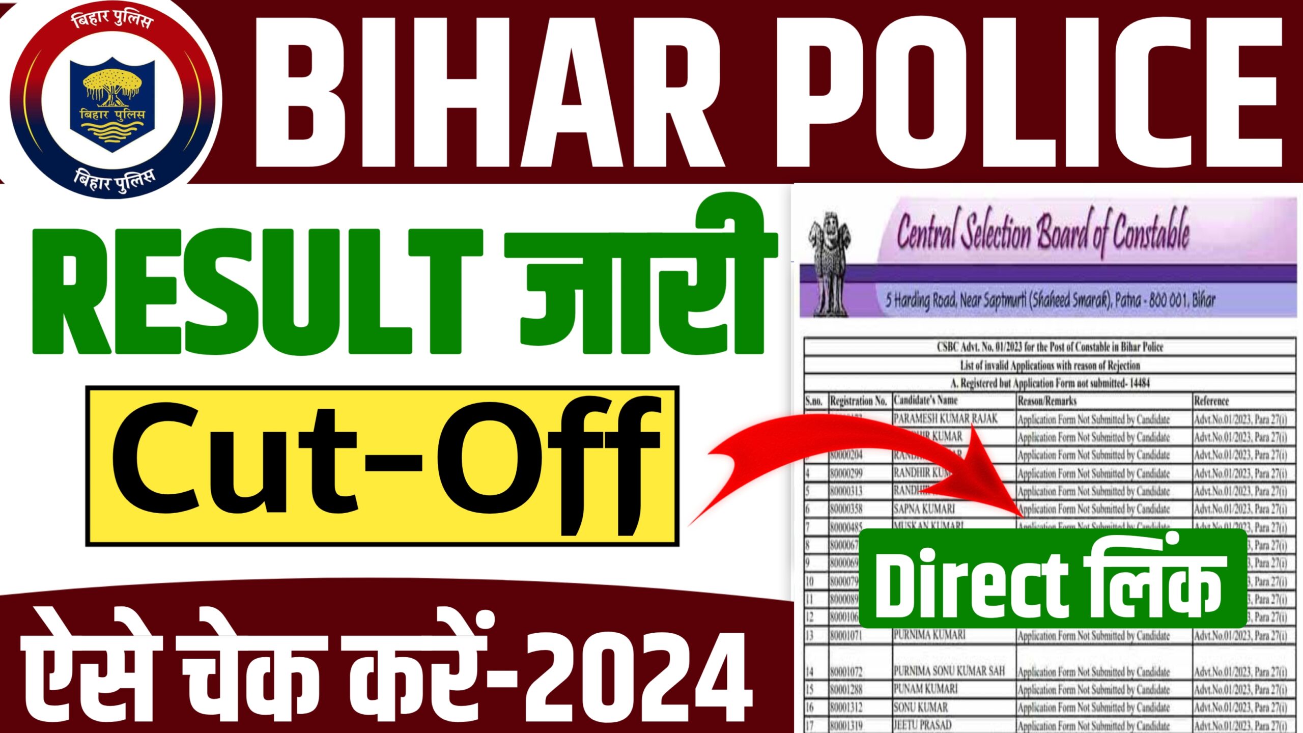 Bihar Police Cut Off List 2024