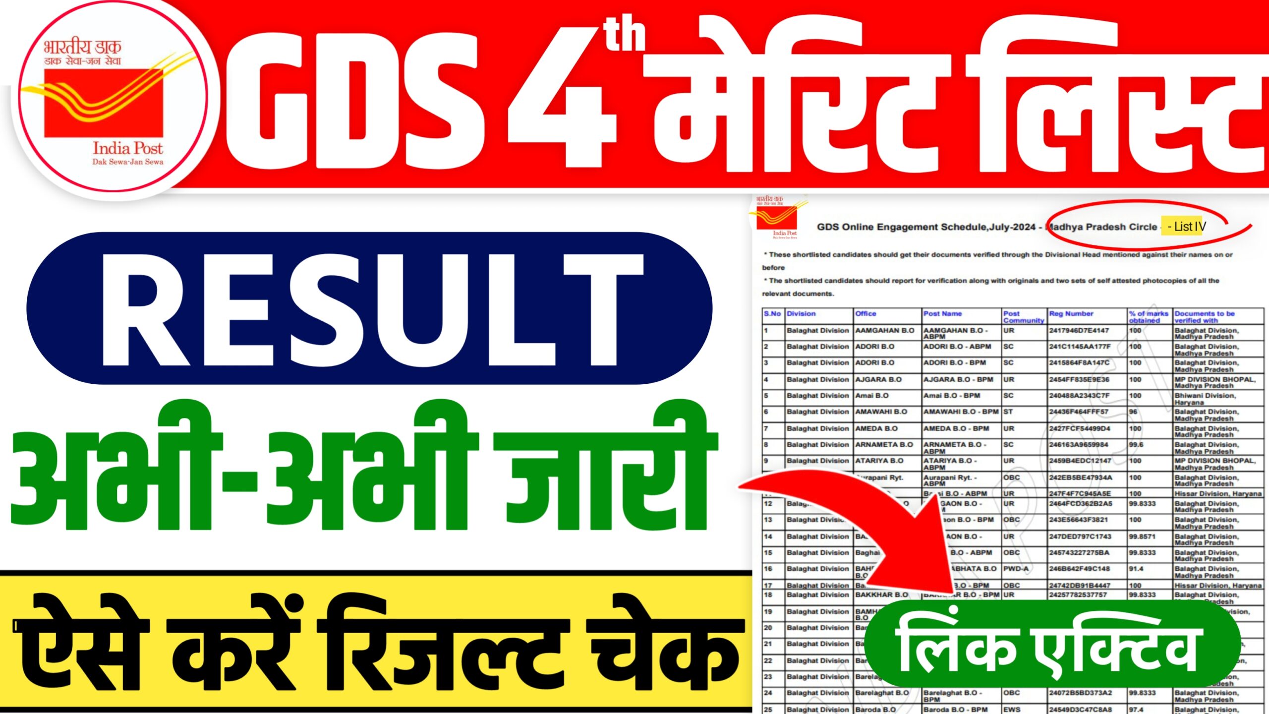 India Post GDS 4th Merit List 2024 Out