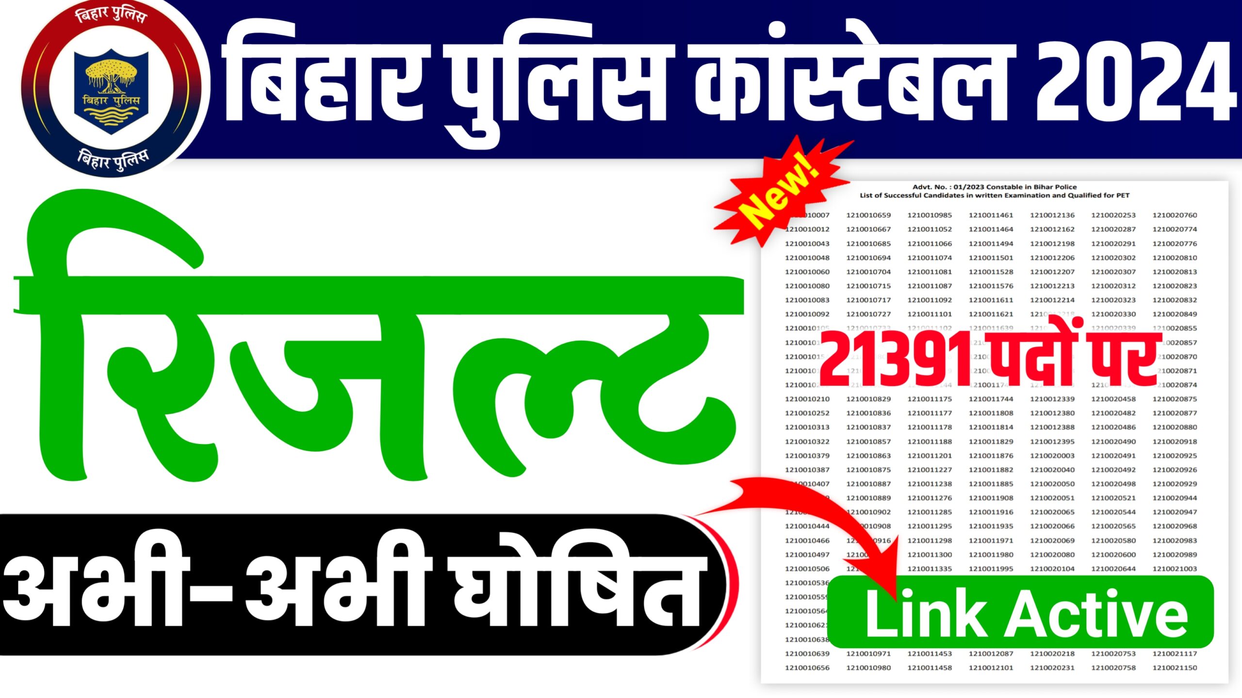 Bihar Police Constable Result 2024 Out