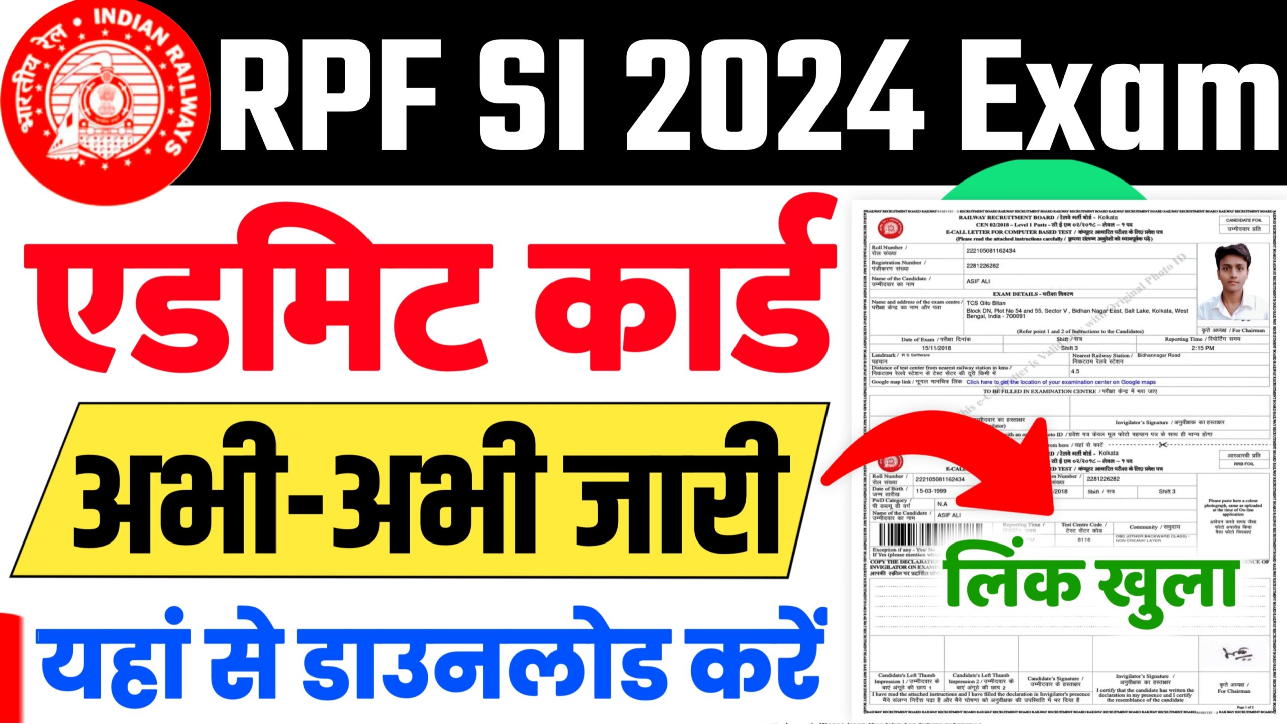 RPF SI Admit Card 2024