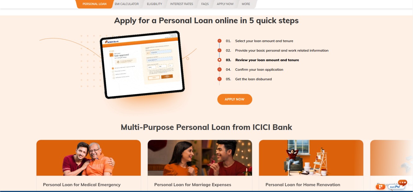 ICICI Bank से Personal Loan Apply Online